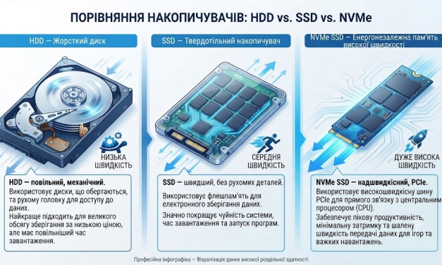 Еволюція накопичувачів: Від важких механічних динозаврів до космічних швидкостей NVMe